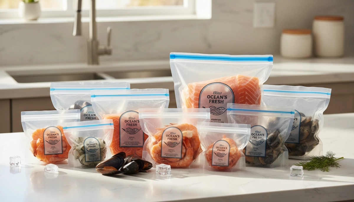 Auswahl von Ziplock-Beuteln für Seafood-Verpackungen