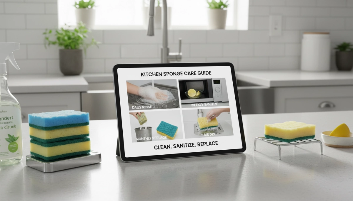 すべての表面に適した最高のキッチンスポンジガイド 2 キッチンスポンジのメンテナンスと交換ガイド